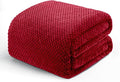 Exclusivo Mezcla Fleece Bed Blanket Queen Size, Super Soft and Warm Blankets for Couch, Sofa and Bed Waffle Textured, Cozy, Fuzzy and Lightweight (Deep Red, 90x90 Inches)