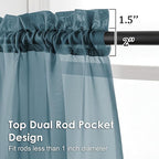 OVZME Dusty Blue Sheer Curtains 45 Inches Long 2 Panels, Light Filtering Sheer Curtains for Bedroom, Elegant Airy Draperies for Living Room Nursery Room, Dual Rod Pocket, Each 42Wx 45L