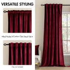 MIULEE Velvet Curtains 52x90 inches 2 Panels Burgundy Red Blackout Curtains