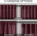 Nanspring Burgundy Linen Curtains for Living Room 98 Inches Long Light Filtering Semi Sheer Curtain Back Tab Vintage Boho Decor Elegant Luxury Drapes for Bedroom Dinner Room 52x98, 2 Panels