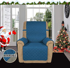 Easy-Going Recliner Sofa Slipcover Reversible Sofa Cover Water Resistant Couch Cover Furniture Protector with Elastic Straps for Pets Kids Children Dog Cat (Recliner, Peacock Blue/Beige)