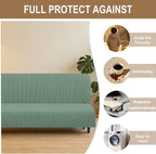 U-NICE HOME Stretch Futon Cover Armless Bed Slipcover - Soft Jacquard Fabric Washable for Pet Friendly, Cyan
