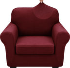 XINEAGE 2026 New 2 Pieces Chair Covers with Arms Super Stretch Chair Slipcover for Living Room Pet Dog Universal Slip Cover Anti Slip Armchair Furniture Protector (Wine Red), 31"-46"(1 Cushion)