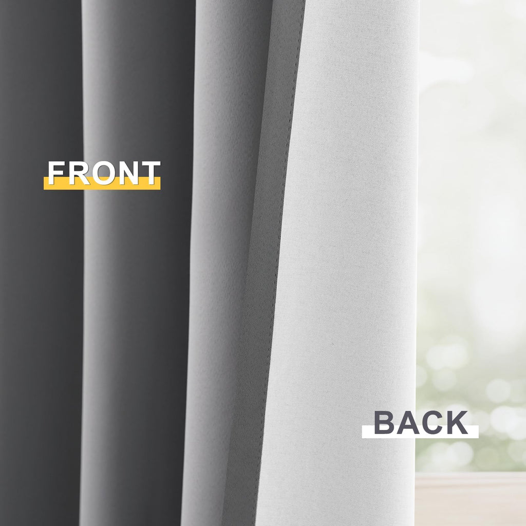 Yakamok 100% Blackout Curtains W100xL84 inch Black Sliding Door Drapes