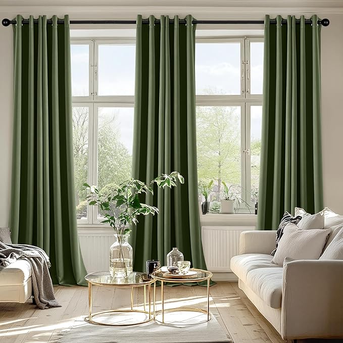 MIULEE Blackout Curtains for Bedroom 2 Panels 40 x 90 Inch Long Olive Green