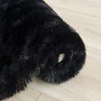 ORINOVA Black Rabbit Shaggy Fur Rug for Bedroom Washable Furry Circle Area Rugs for Living Room Kids Small Round Rug 3ft Nursery Rug