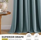 MIULEE Dusty Blue Blackout Curtains - Bedroom Window Treatment Curtains Thermal Insulated Room Darkening Drapes for Living Room Kitchen Grommet Light Blocking Drapery, 40 x 54 Inches Long, 2 Panels