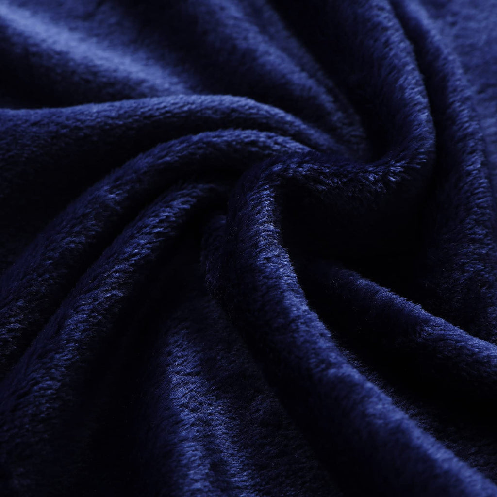 Fleece Plush Throw Blanket Navy Blue 50"x70"for Couch Fuzzy Cozy Flannel