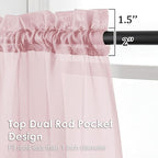 OVZME Blush Pink Sheer Curtains 96 Inches Long 2 Panels - Soft Light Filtering Window Sheer Panels for Living Room/Bedroom, Top Dual Rod Pocket, 1 Pair, Each 42Wx96L Inches