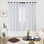 Deconovo Bedroom Curtains, Room Darkening Drapes, Thermal Insulated Soundproof Panel, Silver Wave Dot Print, 52 x 72 Inch, Machine Washable Window Panels for Living Room Home, Set of 2, Greyish White