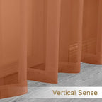 Chyhomenyc Orange Sheer Valances for Windows - Light Filtering Small Kitchen Curtains, Rod Pocket Short Top Window Treatment Decor for Living Room Bathroom Basement, 42Wx16L inches, 2 Panels