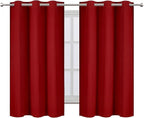 LEMOMO Red Blackout Curtains 34 x 54 Inch Length/Set of 2 Curtain Panels/Thermal Insulated Room Darkening Blackout Curtains for Bedroom