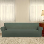 PureFit Super Stretch 4 Seater Sofa Slipcover – Spandex Non Slip Soft Couch Sofa Cover, Washable Furniture Protector with Non Skid Foam and Elastic Bottom for Kids, Pets （XX Large, Grayish Green）