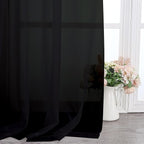 Chyhomenyc Extra Long Black Sheer Curtains 144 inch 2 Panels Set, Translucent Backdrop Window Scarf Drapes for Canopy Bed/Wedding/Living Room/Anniversary, 12FT Length, Each 42Wx144L in, 2PCS, Black