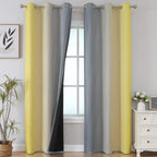 Yellow and Grey Ombre Blackout Curtains for Living Room 42Wx84L Inch Length