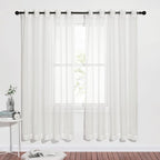 NICETOWN Voile Sheer Window Curtains for Christmas, Ring Top Soft Sheer Vertical Curtain Bedroom, Panels with Light Penetration for Loft/Party, W70 x L72 - inch, Beige, Set of 2