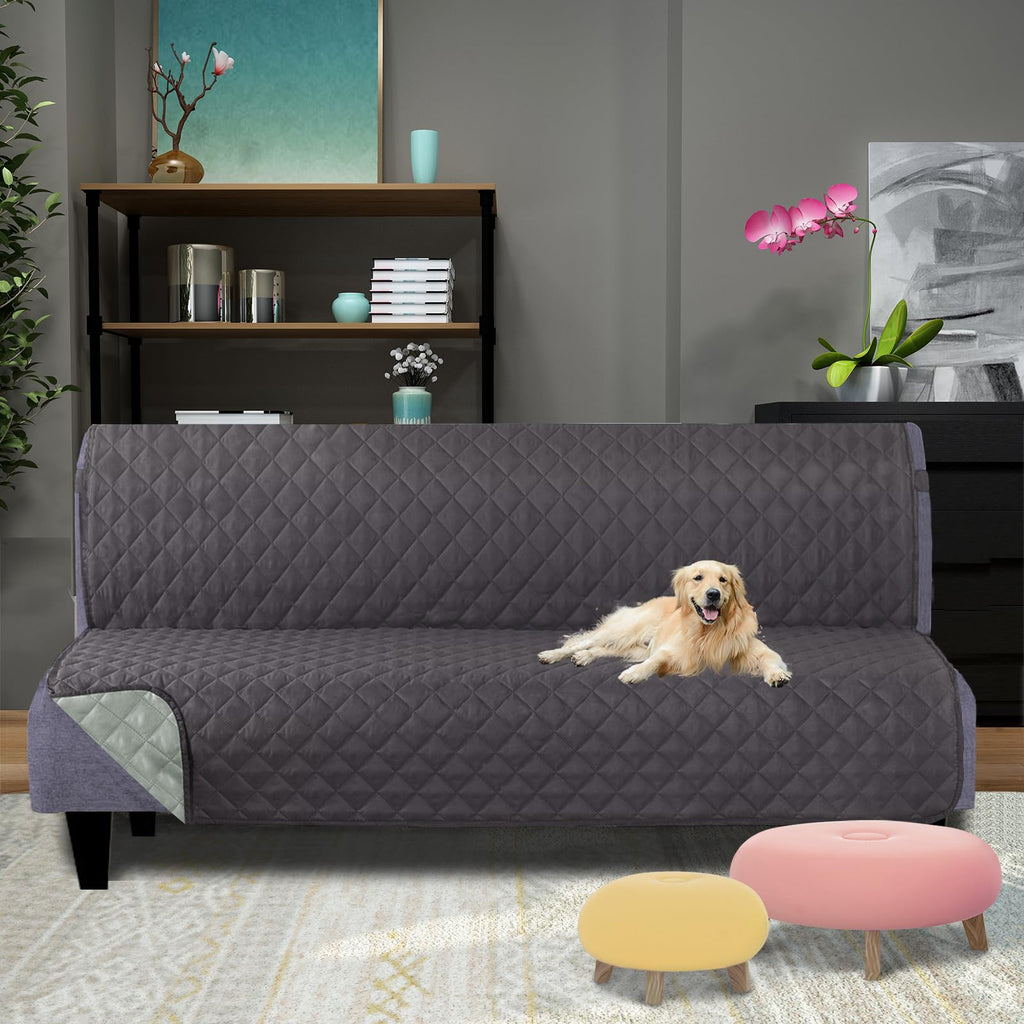 U-NICE HOME Futon Sofa Covers 68''Armless Couch Cover, Dark Grey/Light Grey