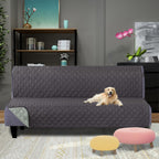 U-NICE HOME Futon Sofa Covers 68''Armless Couch Cover, Dark Grey/Light Grey