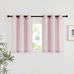 NICETOWN Blush Pink Linen Curtains for Kitchen, Thick Flax Small Window Treatments Semi Sheer Privacy Assured with Light Through for Cafe/Bathroom, W42 x L36, 2 Panels