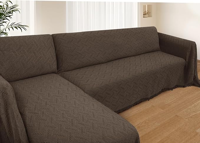 HOMERILLA 2 Piece Sectional Couch Cover for L Shape Sofa Chocolate L