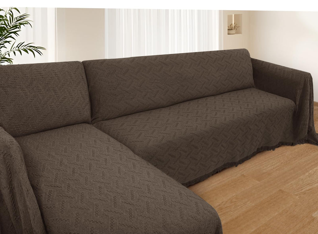 HOMERILLA 2 Piece Sectional Couch Cover for L Shape Sofa Chocolate XXXL