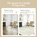 Washable Rugs 9x12 Area Rugs for Living Room,Bedroom,Dining Room- Large Ultra Soft Faux Wool Retro Carpets,Non Slip&Non-Shedding Low Pile Vintage Print Rug for Home Office Decor- Beige