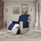Easy-Going Recliner Chair Slipcover Reversible Sofa Cover Water Resistant Couch Cover Furniture Protector with Elastic Straps for Pets Dog (Recliner, Navy/Ivory)