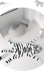 Tiger Print Rug Cartoon Cute Faux Area Rugs Fluffy Animal Print Mat Carpet Kids Small Rugs for Playroom Room Home Decor (2.6x1.8Ft /32.2" Lx21.4 W（54.5x82cm）,White)
