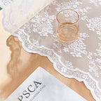 YJ YANJUN Vintage Lace Curtains White Sheer Curtains 96 inches Long 2 Panels Old Fashion Floral Victorian Voile Panels for Living Room Bedroom Rod Pocket Light Filtering 52Wx 96L