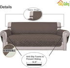 Easy-Going Reversible Loveseat Couch Cover for 2 Cushion Couch Sofa Cover for Dogs Water Resistant Furniture Protector with Foam Sticks Elastic Straps for Pet (Loveseat, Taupe/Ivory)