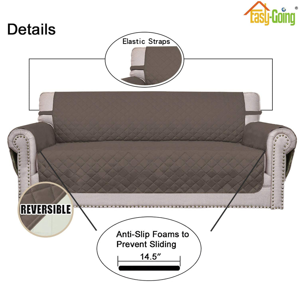 Easy-Going Reversible Couch Cover, 3 Cushion Sofa, Large, Taupe/Ivory