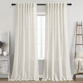 Nanspring Cream Linen Curtains 87 Inches Long for Bedroom Back Tab Light Filtering Privacy Sheer Curtains Modern Farmhouse Coastal Decor Cotton Textured Gauze Curtain for Bathroom 2 Panel Set 52x87