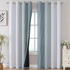 Estelar Textiler Stone Blue and Grayish White Blackout Curtains 108 Inches Long, Thermal Insulated Drapes for Bedroom, Full Light Blocking Energy Saving Long Curtains for Living Room,52Wx108L,2 Panels