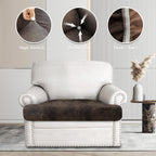 ANARACHON Leather Look Couch Cushion Covers Sofa Seat Slipcovers Sets Couches Furniture Protector for Sectional Armchair Loveseat Pets Kids Stretch Spandex Fabric (1 T-Cushion Armchair, Brown)