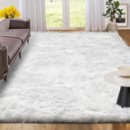 ORINOVA White Shag Rugs for Living Room 9x12 Area Rugs for Bedroom Large Washable Furry Faux Sheepskin Fluffy Fur Rug for Nursery Rectangle Rug