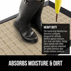 GORILLA GRIP 100% Waterproof All-Season WeatherMAX Doormat US Designed Natural Rubber, Stain and Fade Resistant, Low Profile Indoor Outdoor Door Mats, Easy Clean Patio Mat, 29x17, Taupe Grid