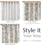 jinchan Floral Curtains Lined Linen Blend Curtain for Living Room 84 Inch Length Black Farmhouse Flower Patterned Curtain French Country Curtains Drapes Back Tab Rod Pocket 2 Panels