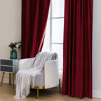 MIULEE Velvet Curtains 52x90 inches 2 Panels Burgundy Red Blackout Curtains