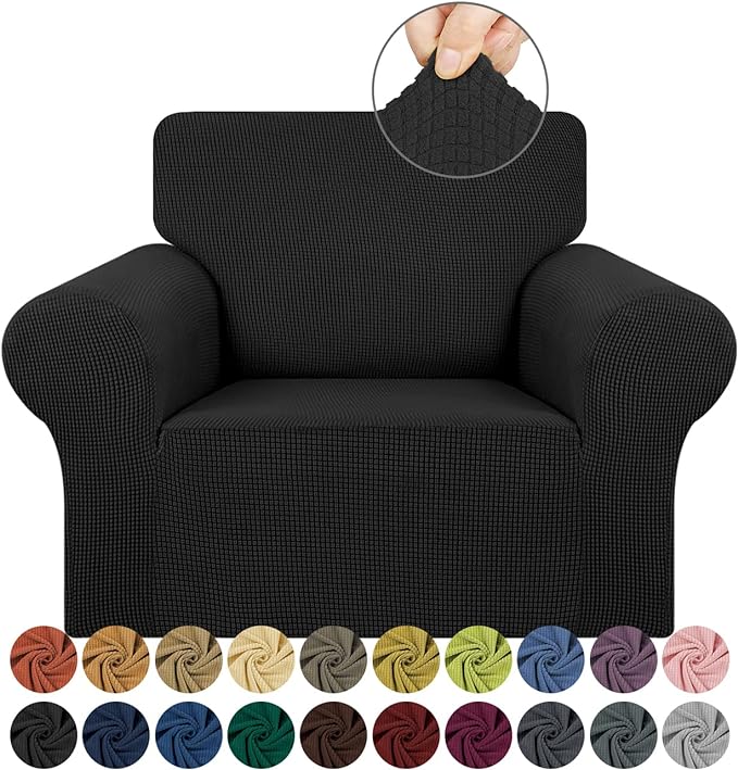 KEKUOU Stretch Chair Sofa Slipcover, Single Couch Cover,Black