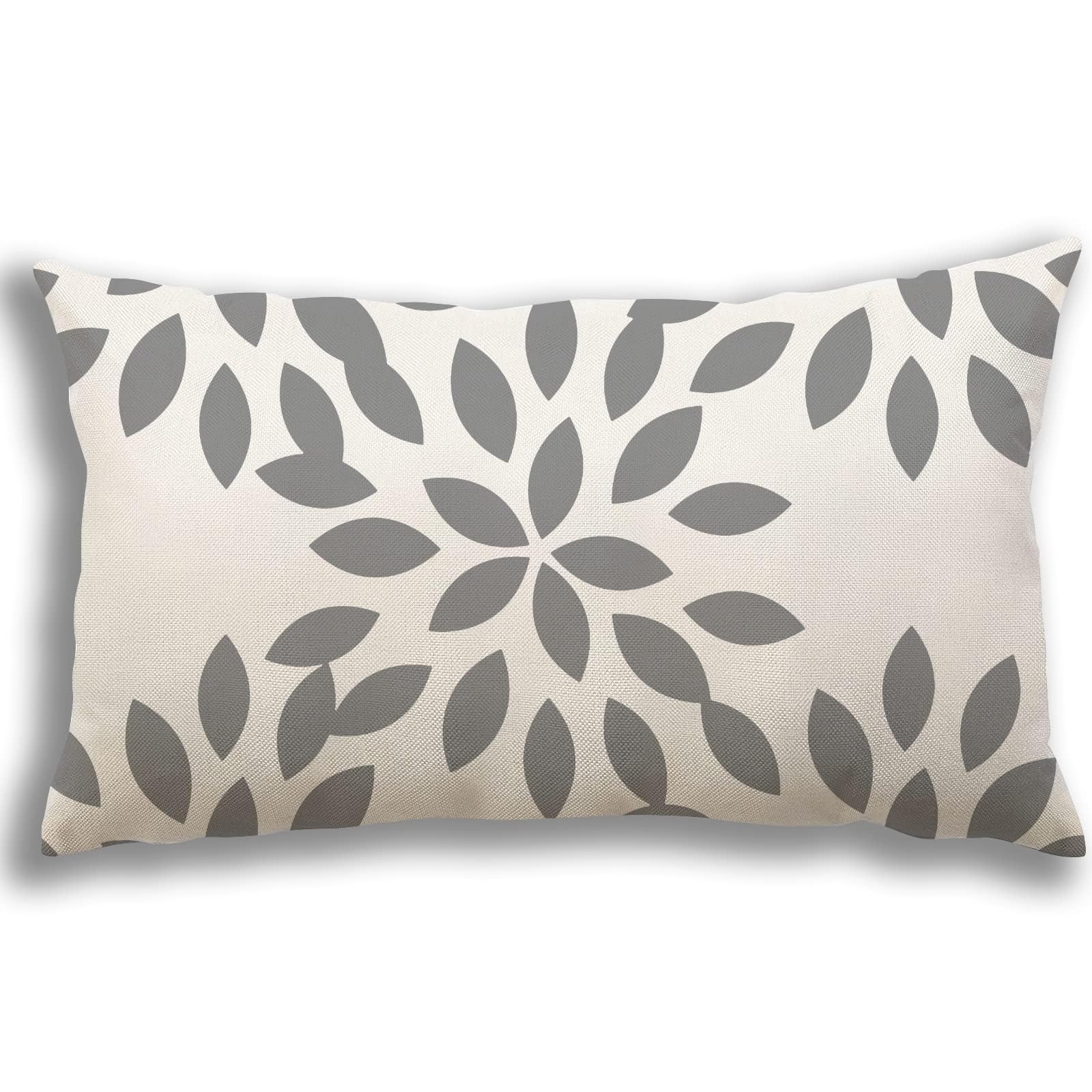 YCOLL Lumbar Pillow Covers 12x20 Set of 4, Modern Sofa Throw Pillow Cover, Decorative Outdoor Linen Fabric Pillow Case for Couch Bed Car，Gray