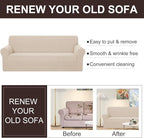 U-NICE HOME Stretch Couch Cover Sofa Cover Sofa Slipcover Furniture Protector for 4 Cushion Couch Sofa Pet Friendly(Oversized Sofa, Beige)