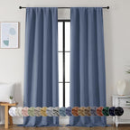 Simplebrand Ava Denim Blue Blackout Curtains for Bedroom 96 Inches Long 2 Panels, Thermal Insulated, Energy Saving Living Room Window Treatment Curtains Blackout Drapes, W40 x L96 Inch, Denim Blue