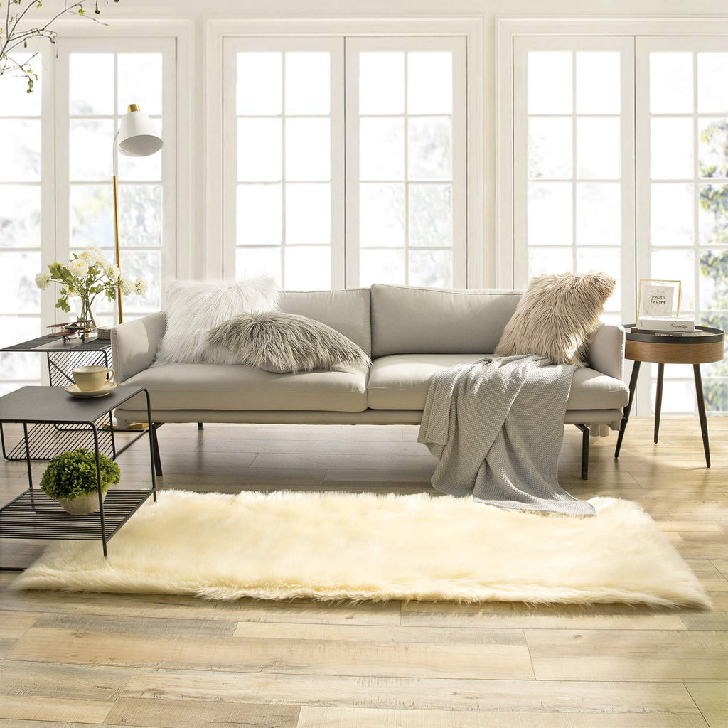 Ashler faux fur rug, Fluffy Shaggy Area Rug Ultra Soft 2.2 x 6 Feet Rectangle Fur Rug, Yellow Fuzzy Rug Machine Washable Shag Rug, Nursery Decor Throw Rugs for Bedroom, kids room, Living Room