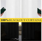 NICETOWN 100% Absolutely Blackout Linen Curtains with Thermal Insulated Liner, Greyish White, 42" Wide, 63" Length Energy Saving Curtains for Classroom 2 Panels Set, Vertical Blinds