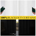 NICETOWN 100% Absolutely Blackout Linen Curtains with Thermal Insulated Liner, Greyish White, 52" Wide, 63" Length Energy Saving Curtains for Living Room 2 Panels Set, Vertical Blinds