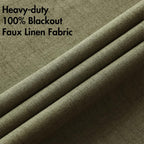 MIULEE 100% Blackout Linen Curtains for Bedroom 52x96 Light Olive Green