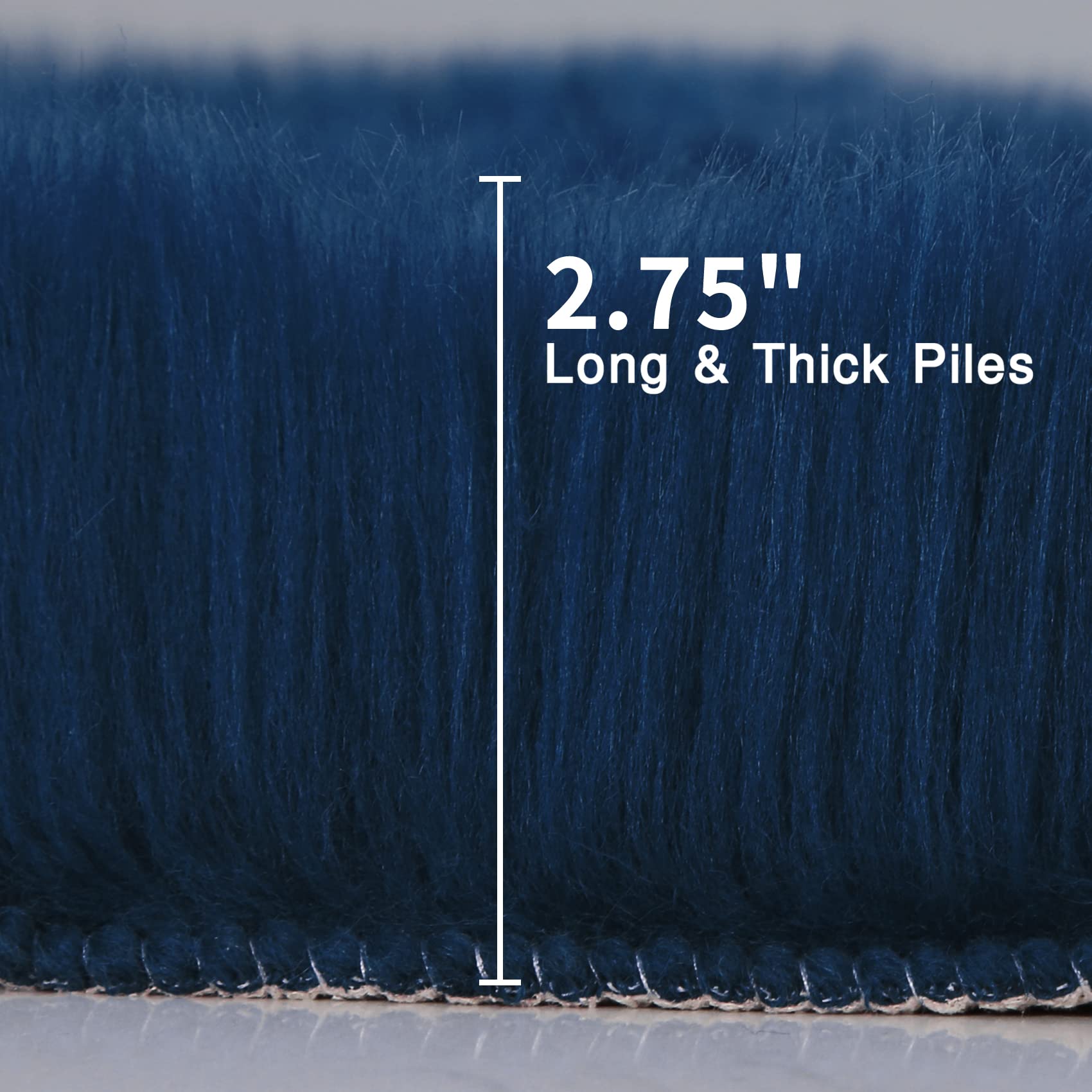 duduta Navy Blue Faux Sheepskin Fur Rug 3x5 ft, Fluffy Carpet Rug