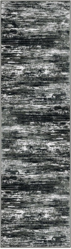 KOZYFLY Modern Abstract Washable Rug Runner 2x7 Hallway Runner Rug Non-Slip Soft Kitchen Runner Rugs, Print Black Grey Striped Carpet Runner for Entryway Bathroom Laundry Room Foyer