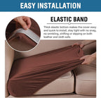 H.VERSAILTEX Velvet Stretch Couch Cushion Cover Plush Cushion Slipcover for Chair Loveseat Sofa Cushion Furniture Protector Seat Cushion Sofa Cover (3 Piece XL Sofa Cushion Covers, Burnt Brick)