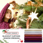 PONY DANCE Bedroom Window Panels - Christmas Decoration Blackout Curtains Elegant Back Tab Slot Pocket Curtains Thermal Insulated Energy Efficient Home Decoration, 42 x 63 inch, Red, One Pair